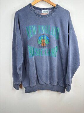 Vintage Winona USA New England Music Camp Sweatshirt Medium Cello Blue Retro